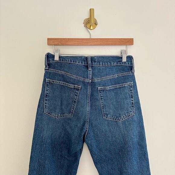 Gap Denim High Rise Cheeky Distressed Button Fly Cuffed Straight Jeans Blue 8 - Picture 9 of 9